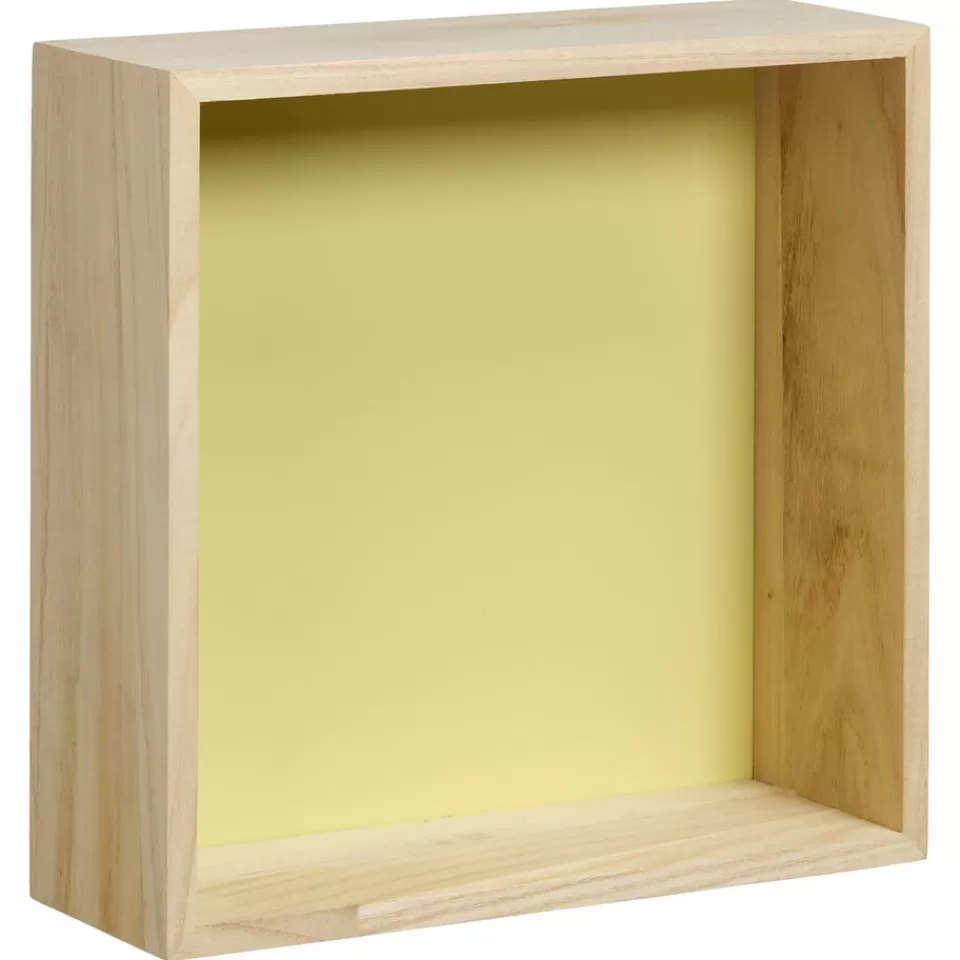 Kwantum Wanddecoratie Hout Citroengeel Maat M 25x9x25 Cm | Wanddecoratie