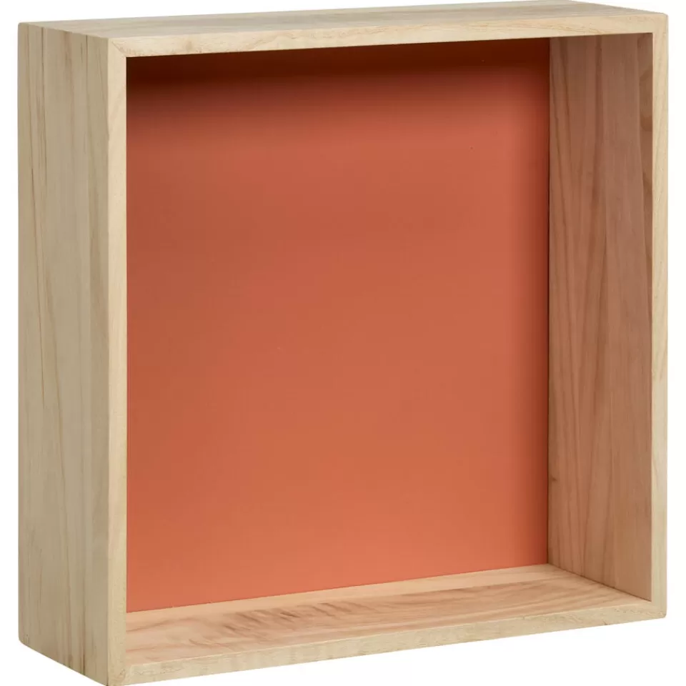 Kwantum Wanddecoratie Hout Steenrood Maat L 30x10x30 Cm | Wanddecoratie